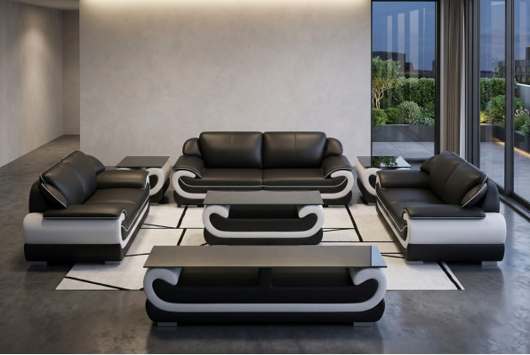 Skórzana sofa kanapa Żywy krajobraz 3+2 miejsce do siedzenia Design Modern Sofa 0615
