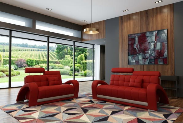 Skórzana sofa kanapa Żywy krajobraz 3+2 miejsce do siedzenia Design Modern Sofa 2232