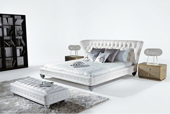 Designerskie Podwójne łóżko łóżko Skóra Chesterfield Hotel luksusowe Sypialnia