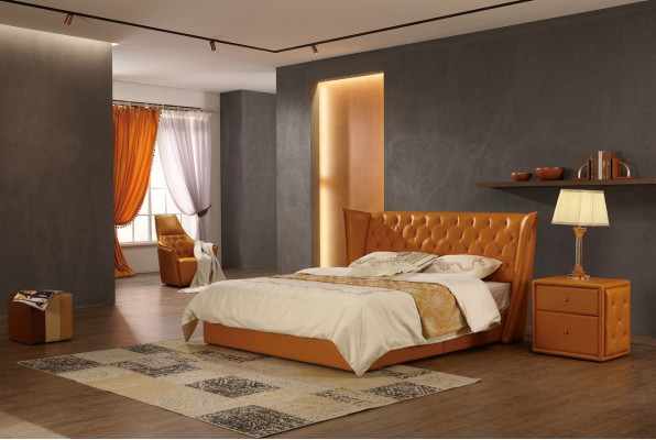 Designerskie Podwójne łóżko łóżko Skóra Chesterfield Luxury Hotel Sypialnia