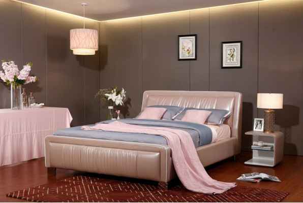 Designerskie Podwójne łóżko łóżko Sypialnia Skóra Hotel Luxury Podkładka