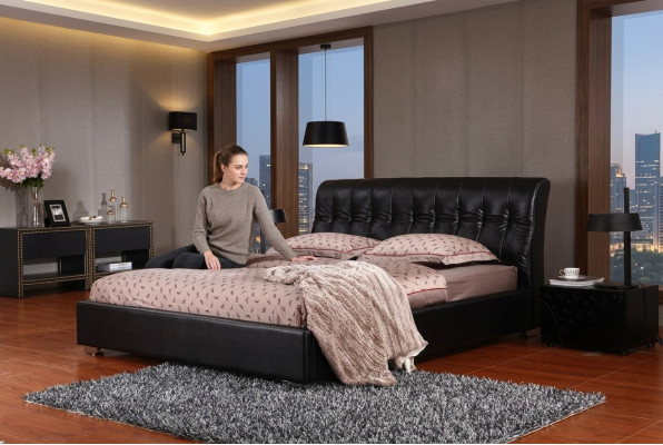 Projektant Sypialnia Podwójne łóżko łóżko łóżko Skóra Hotel Luxury Podkładka