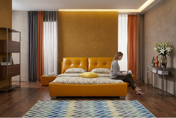 Designerskie łóżko Sypialnia Podwójne łóżko łóżko Skóra Hotel Luxury Podkładka