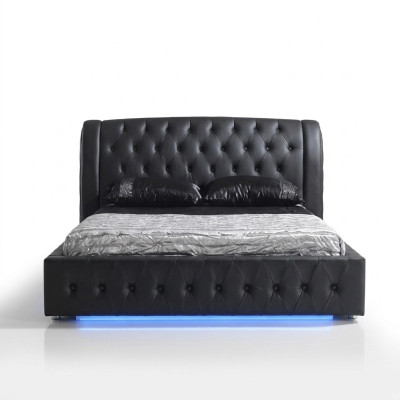 Nowoczesny hotelowy design Łóżko XXL Luksusowe podwójne łóżko Skóra Chesterfield