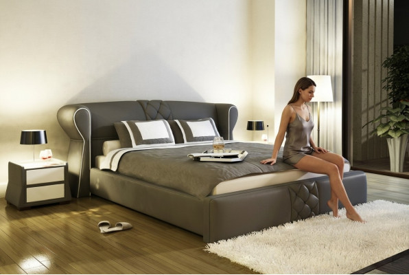 Skóra Podkładka do łóżka Hotel Classic Designer Double Marriage Sypialnia Nowość