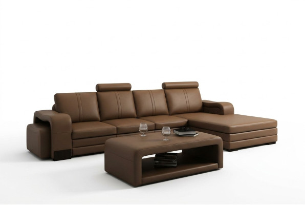 Skórzana sofa kanapa sofy XXL Narożnikowa kanapa Żywy krajobraz w kształcie litery L nowoczesny design