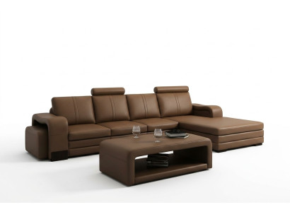 Skórzana sofa kanapa sofy XXL Narożnikowa kanapa Żywy krajobraz w kształcie litery L nowoczesny design
