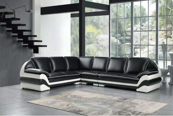 Skórzana sofa kanapa Żywy krajobraz w kształcie litery L nowoczesna sofa klasyczna
