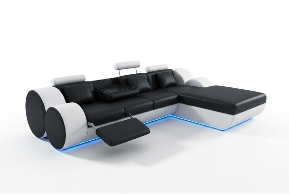 Skórzana sofa kanapa Żywy krajobraz w kształcie litery L nowoczesna sofa 3085