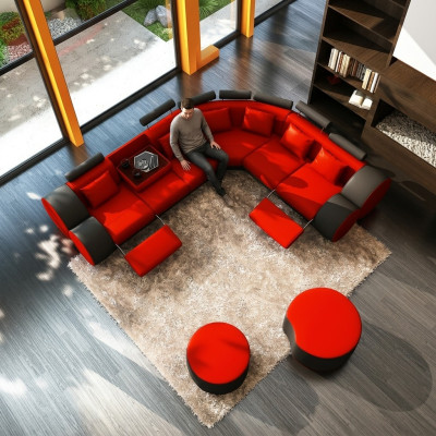 Wielofunkcyjna kanapa skórzana XXL Duża sofa Podkładka Narożnikowa kanapa Decor Modern
