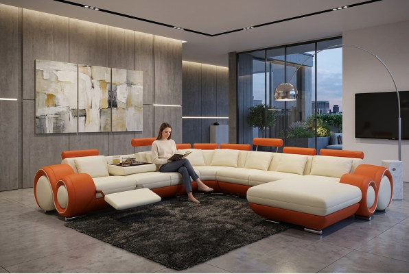 Wielofunkcyjna skórzana kanapa Sofa Podkładka Narożnikowa kanapa Modern XXL Big