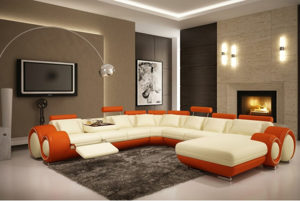 Wielofunkcyjna skórzana kanapa Sofa Podkładka Narożnikowa kanapa Modern XXL Big