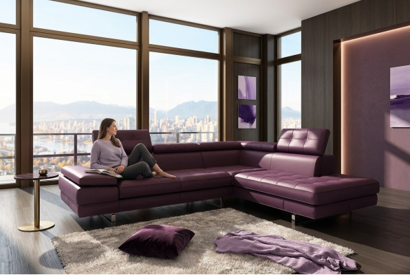 Skórzana sofa kanapa Żywy krajobraz w kształcie litery L nowoczesna sofa 5057