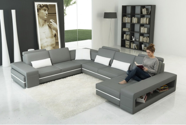 Skórzana Sofa Kanapa Żywy krajobraz Kształt U Design Nowoczesna Sofa Narożnik Decor Sofy