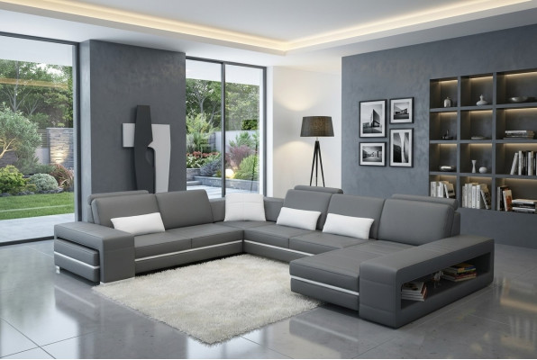 Skórzana Sofa Kanapa Żywy krajobraz Kształt U Design Nowoczesna Sofa Narożnik Decor Sofy