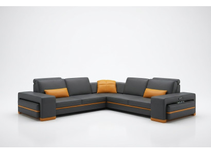 Skórzana Sofa Kanapa Żywy krajobraz L Shape Design Decor Nowoczesna Sofa Narożnik Sofy