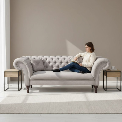 Chesterfield Design Couch Podkładka Skóra Włókienniczy Sofa Sofy Kanapy 3er miejsce do siedzenia Nowość