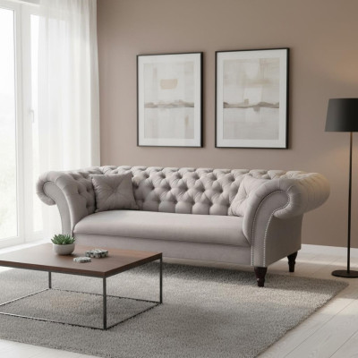 Chesterfield Design Couch Podkładka Skóra Włókienniczy Sofa Sofy Kanapy 3er miejsce do siedzenia Nowość