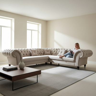 Chesterfield Narożnikowa kanapa Preston Sofa Couch Żywy krajobraz Narożnikowa kanapa Narożnik Design Nowość