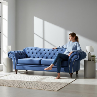 Chesterfield Sofa SHEFFIELD 3 miejsce do siedzenia z funkcją łóżka Couch Sofy Kanapy Nowość
