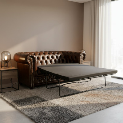 Chesterfield Sofa York 2 miejsce do siedzenia z funkcją łóżka Couch Podkładka Sofy Kanapy Nowość
