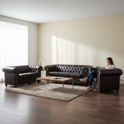 Sofa skórzana Chesterfield Zestaw sofowy Sofa Kanapa Podkładka Siedziba Sofy Obcios Nowość