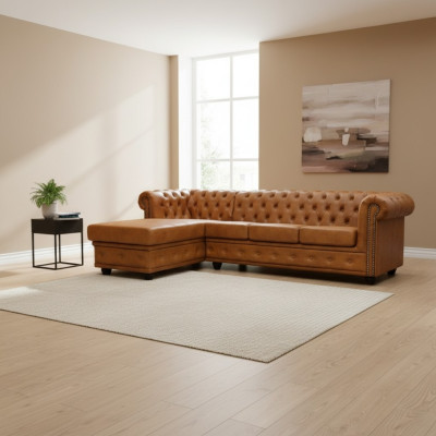 Sofa skórzana Chesterfield Sofa Narożnikowa kanapa Skóra Sofa Ustawić Podkładkę Narożnik Sofy