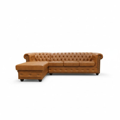 Sofa skórzana Chesterfield Sofa Narożnikowa kanapa Skóra Sofa Ustawić Podkładkę Narożnik Sofy