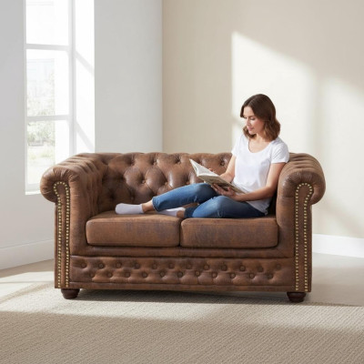 Chesterfield York Gobi 2 miejsce do siedzenia Skóra Kanapa Podkładka Sofy Kanapy Nowe