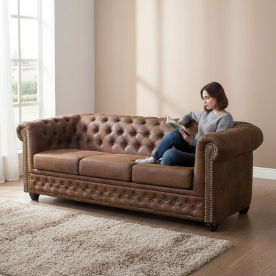 Chesterfield York Gobi 3 miejsce do siedzenia Skóra Kanapa Podkładka Sofy Kanapy Nowe