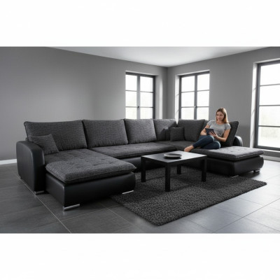Design Narożnikowa kanapa Sofa Elena Funkcja łóżka Couch Podkładka Siedziba Narożnik Sofy XXL Nowość