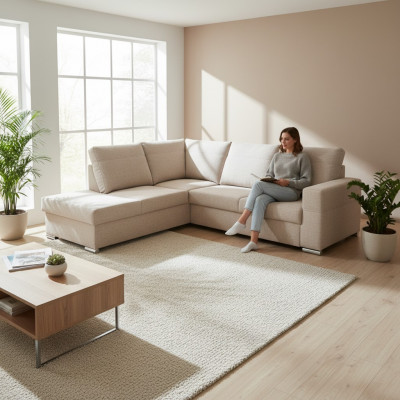 Design Narożnikowa kanapa Sofa Funkcja łóżka Couch Podkładka Siedziba Narożnik Sofy Żywy krajobraz New