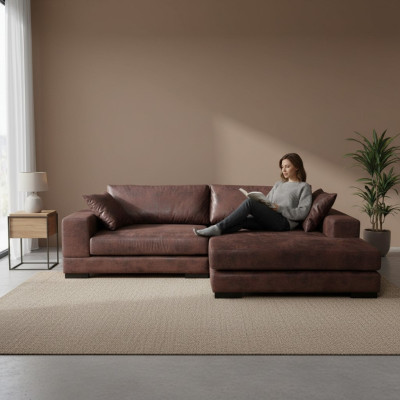 Design Narożnikowa kanapa Sofa Jan Couch Podkładka Siedziba Narożnik Sofy Skóra New Żywy krajobraz