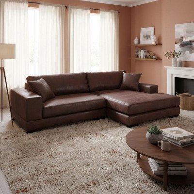 Design Narożnikowa kanapa Sofa Jan Couch Podkładka Siedziba Narożnik Sofy Skóra New Żywy krajobraz