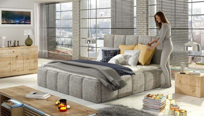 Nowoczesny luksusowy design XXL Łóżko w stylu hotelowego podwójnego Skóra 140 160