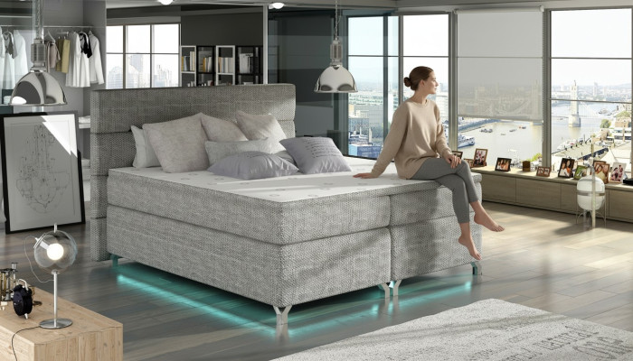 Skrzynia łóżkowa 180x200cm łóżko Hotel Skóra Kompletna Podstawa łóżka Topper