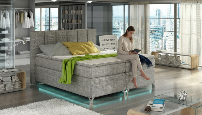 Skrzynia łóżkowa 180x200cm Łóżko hotelowe Skóra Kompletna Podstawa łóżka Topper