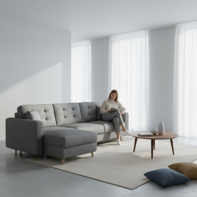 Sofa rozkładana sofa Podkładka funkcjonalna kanapa salon Narożnikowa kanapa Textl Siedziba