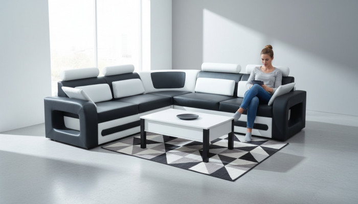 Sofa rozkładana Sofa Podkładka Narożnikowa kanapa Pokój dzienny Textl Siedziba Ustawić Funkcjonalna