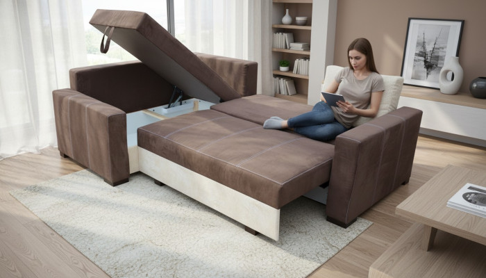 Design Sofa Rozkładana Sofa Podkładka Salon Narożnikowa kanapa Kanapa Tekstl Materiał Ustawić