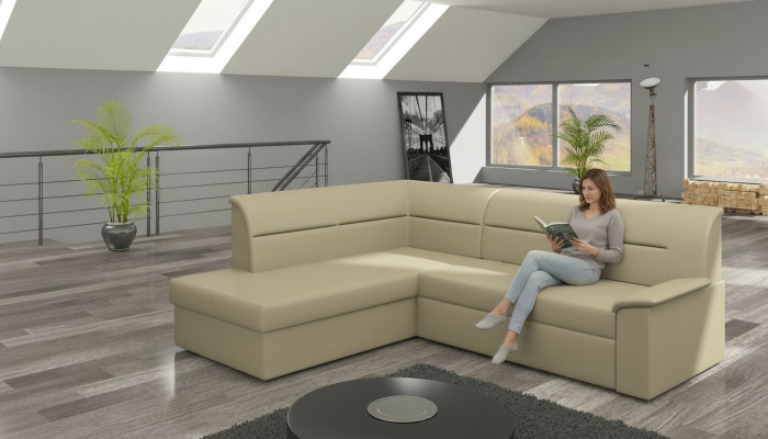 Design Narożnikowa kanapa Elano L-form Funkcja łóżka Couch Skóra Włókienniczy Sofy