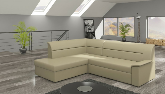 Design Narożnikowa kanapa Elano L-form Funkcja łóżka Couch Skóra Włókienniczy Sofy