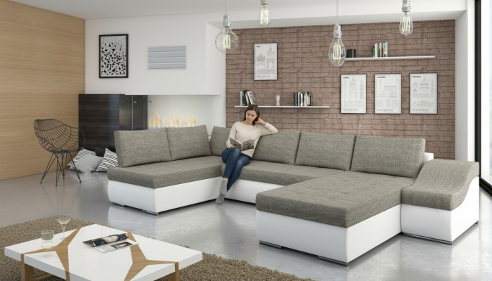 Nowoczesna kanapa rozkładana Narożna Funkcja łóżka Couch Podkładka Zestaw narożny Żywy krajobraz