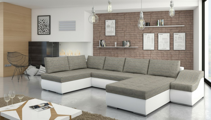 Nowoczesna kanapa rozkładana Narożna Funkcja łóżka Couch Podkładka Zestaw narożny Żywy krajobraz