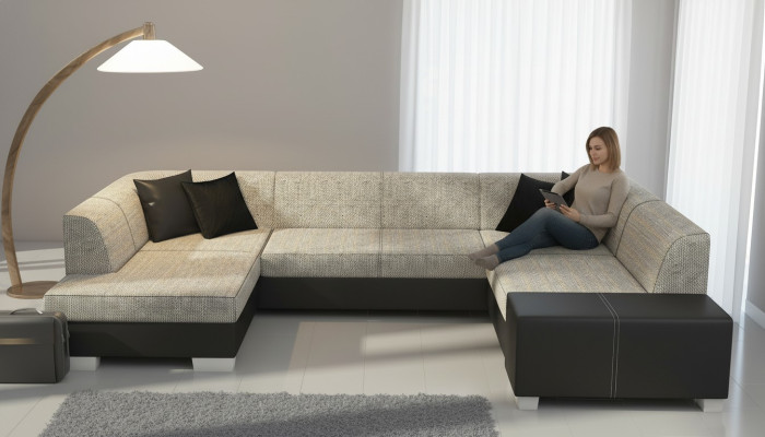 Sofa Couch Nowoczesna sofa rozkładana Funkcja łóżka Podkładka Zestaw narożny