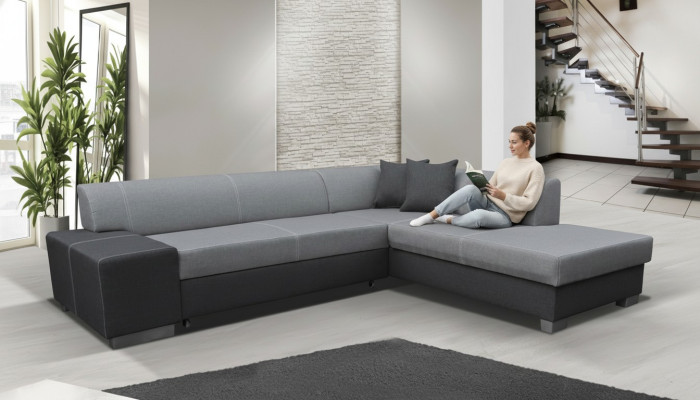 Nowoczesny design Narożnikowa kanapa Porto Funkcja łóżka Couch Włókienniczy Sofy Sofa do spania