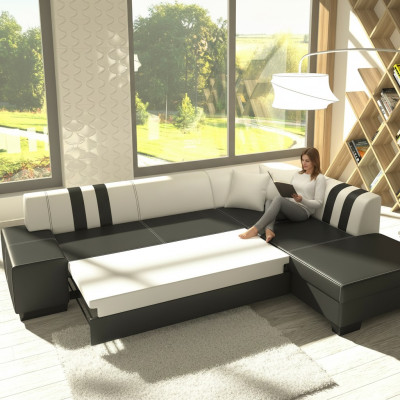 Klasyczny design Narożnikowa kanapa Porto II Funkcja łóżka Couch Włókienniczy Sofy Sofa do spania