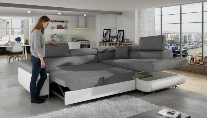 Klasyczny Design Narożnikowa kanapa Sofa Kanapy Funkcja łóżka Couch Podkładka Włókienniczy Sofy
