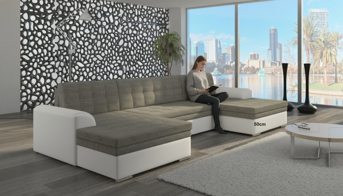 Nowoczesny design Narożnikowa kanapa Vento Funkcja łóżka Couch Skóra Podkładka Włókienniczy Sofy