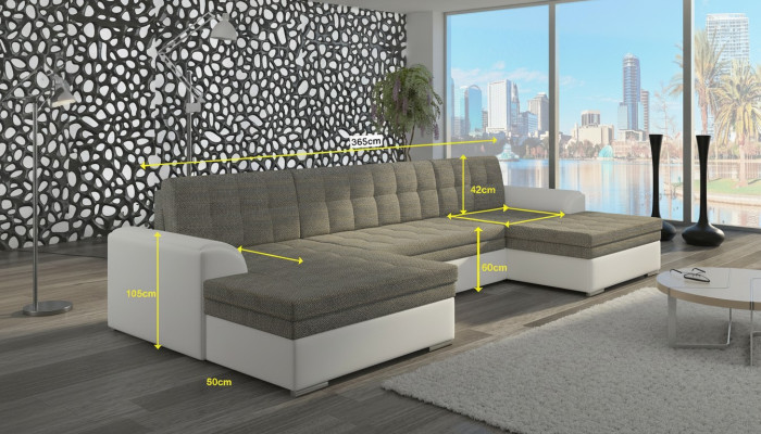 Nowoczesny design Narożnikowa kanapa Vento Funkcja łóżka Couch Skóra Podkładka Włókienniczy Sofy